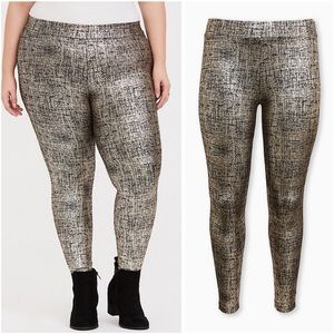 NWT Torrid Premium High Waist Leggings Metallic Gold Foil Women's Size 4 / 4X